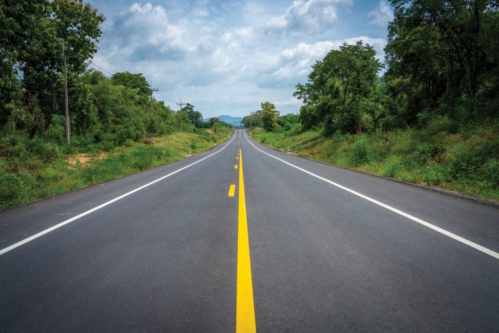 Road in countryside. straight road.